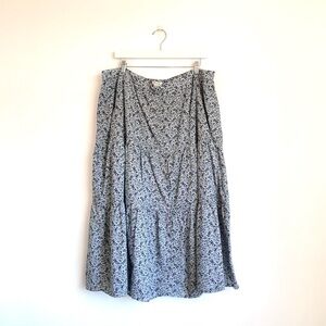Madewell Blue Grey Floral Tiered Cotton Midi Skirt Size 2X Cottagecore Boho